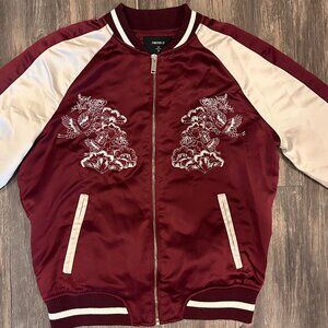 Forever 21 Embroidered Maroon Varsity Jacket